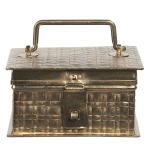 Zlatý kovový úložný box Barend – 14x14x8 cm