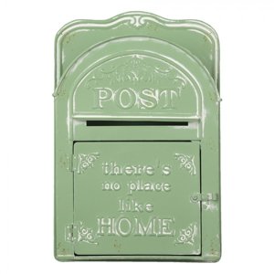 Zelená retro poštovní schránka Post Home s patinou – 26x9x39 cm