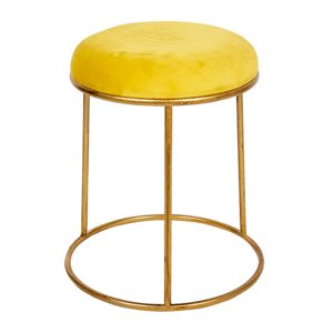 Zlatá kovová stolička se žlutým sametovým podsedákem – 42x48 cm