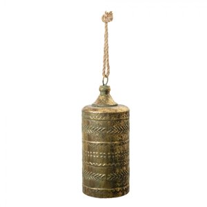 Zlatý kovový závěsný zvonek Lia – 13x31 cm