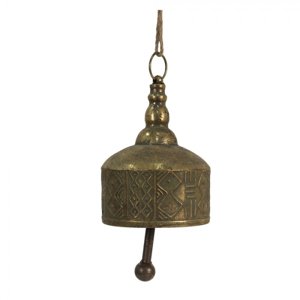 Bronzový antik závěsný dekorační zvon – 15x22 cm