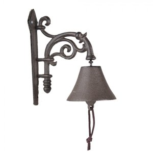 Hnědý litinový zvonek s ornamentem