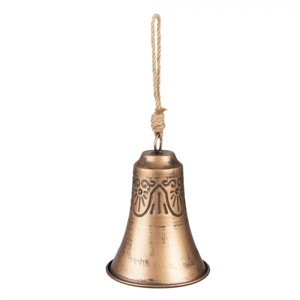 Měděný antik závěsný dekorativní kovový zvonek – 11x15 cm