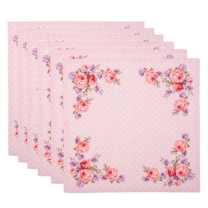 6ks bavlněné růžové ubrousky s růžemi Dotty Rose – 40x40 cm