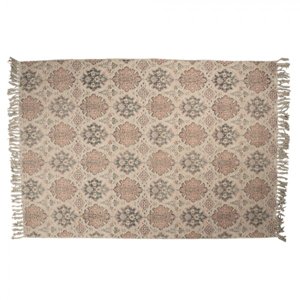 Béžový bavlněný koberec ve vintage stylu s ornamenty – 140x200 cm