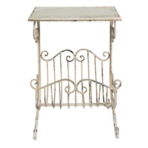 Krémový antik odkládací stolek Wilma – 46x37x67 cm