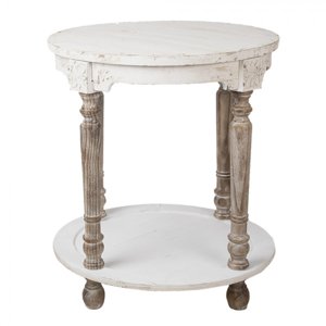 Bílo hnědý kulatý odkládací stolek Rodin – 60x68 cm