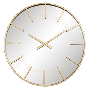 Chromové nástěnné hodiny s bronzovým ciferníkem a rámem – 60x4 cm