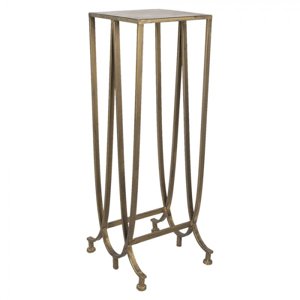 Zlatý kovový odkládací stolek s držákem na časopisy – 36x31x90 cm