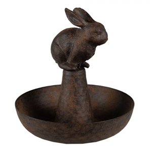 Hnědá kovová dekorativní miska králík – 12x13 cm