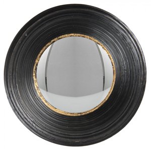 Vypouklé zrcadlo v černém rámu se zlatou linkou Hubrecht – 24x7 cm