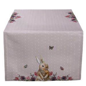 Bavlněný běhoun na stůl s králíčkem Happy Bunny – 50x140 cm