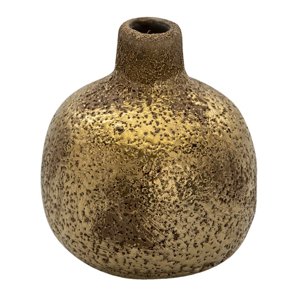 Hnědá keramická váza se zlatou patinou Elmo – 9x9 cm