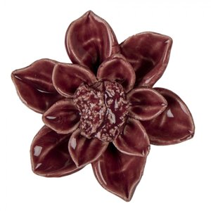 Keramická dekorace květina bordová – 8x4 cm