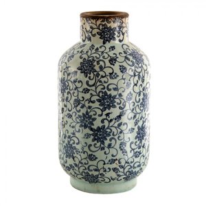 Dekorativní keramická váza s modrými květy Josette – 17x31 cm