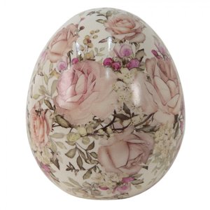 Keramické dekorační vajíčko s růžičkami Roses I – 14x16 cm