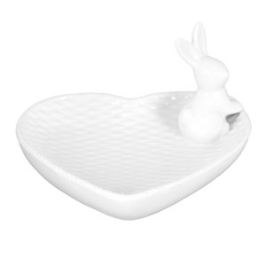 Dekorační miska ve tvaru srdíčka s králíčkem – 14x13x9 cm