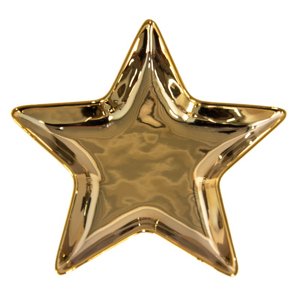 Zlatá keramická miska ve tvaru hvězdy Gold Star – 16x16x2 cm