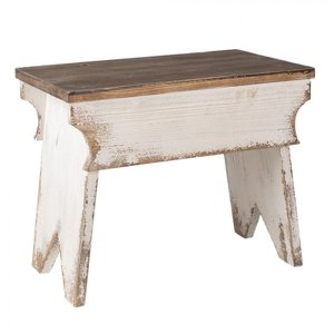 Bílý dřevěný stolík Gerke s patinou na květiny – 47x29x38 cm