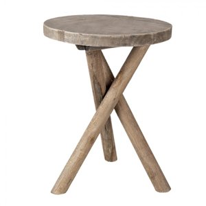 Dřevěný kulatý stolek na květiny – 24x32 cm