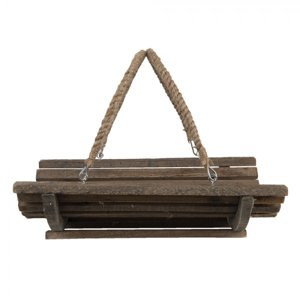 Dřevěný půlkruhový košík s jutovými uchy – 40x29x10 cm
