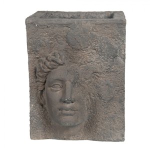 Šedý antik květináč s nedokončenou bustou ženy Koen – 38x32x41 cm