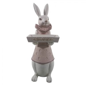 Dekorace králičí dívka s podnosem – 15x13x37 cm