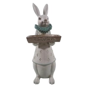 Dekorace králičí chlapec s podnosem – 15x13x37 cm