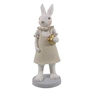 Dekorace králičí slečny se zlatým srdíčkem – 9x8x20 cm