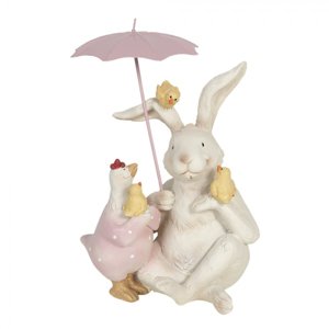 Dekorace králík a slepička s deštníkem – 12x11x16 cm