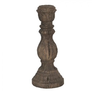 Hnědý svícen v designu starého dřeva Miquel – 12x30 cm