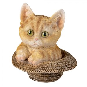 Dekorativní soška kočky v klobouku – 9x9x10 cm