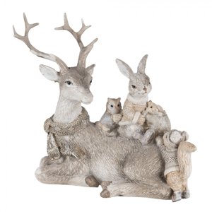 Dekorativní soška jelena se zvířátky – 20x10x16  cm