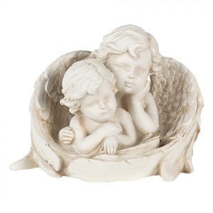 Bílá dekorativní soška 2 andělů – 16x10x12 cm