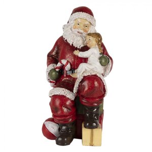 Vánoční dekorativní soška Santy s dítětem – 9x9x18 cm
