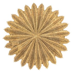 Zlatý dekorační talířek s dekorem listů Florens – 20x2 cm