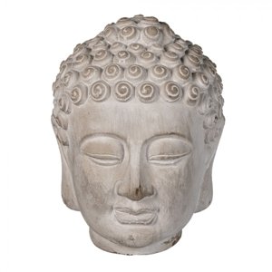 Dekorace šedá hlava Buddhy S – 13x14x17 cm