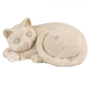 Béžová antik dekorace kočka – 25x15x12 cm