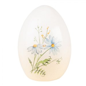 Dekorace keramické vajíčko s modrými květy – 10x10x14 cm
