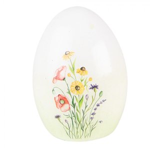 Dekorace keramické vajíčko s lučními květy – 10x10x14 cm