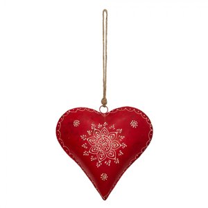 Červené kovové závěsné srdce Coeur – 27x12x27 cm