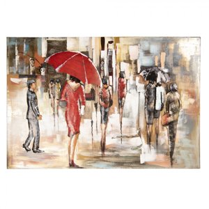 Nástěnný dekorativní obraz Lidé v dešti – 120x5x80 cm