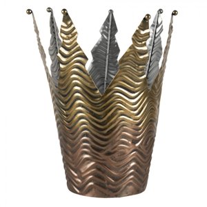 Zlatá kovová dekorativní koruna – 25x27 cm