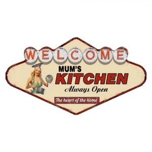 Kovová nástěnná cedule Welcome Mums Kitchen – 49x1x27 cm