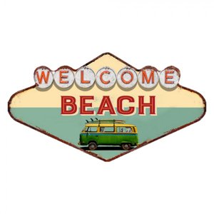 Kovová nástěnná cedule Welcome Beach – 49x1x27 cm
