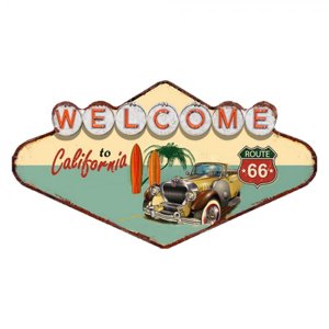 Kovová nástěnná cedule Welcome To California – 49x1x27 cm