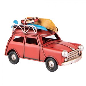 Červený mini retro model auto – 11x5x7 cm