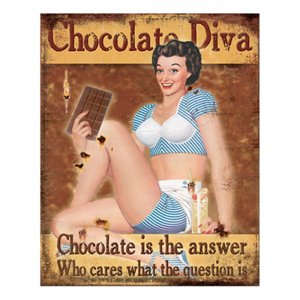 Hnědá nástěnná cedule Chocolate Diva – 20x1x25 cm