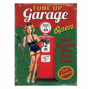 Zeleno-červená kovová nástěnná cedule Garage – 25x1x33 cm