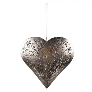 Stříbrné antik závěsné kovové srdce – 20x4x20 cm